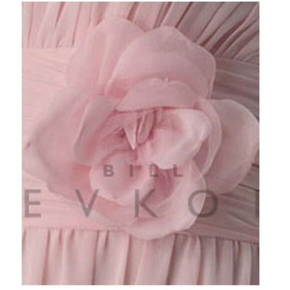 Bill Levkoff Style 633 Cranberry Red Chiffon Pleated  Bodice Flowing Maxi Gown - Picture 14 of 16